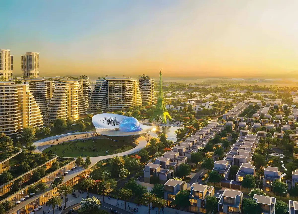 Dubai South community at sunset